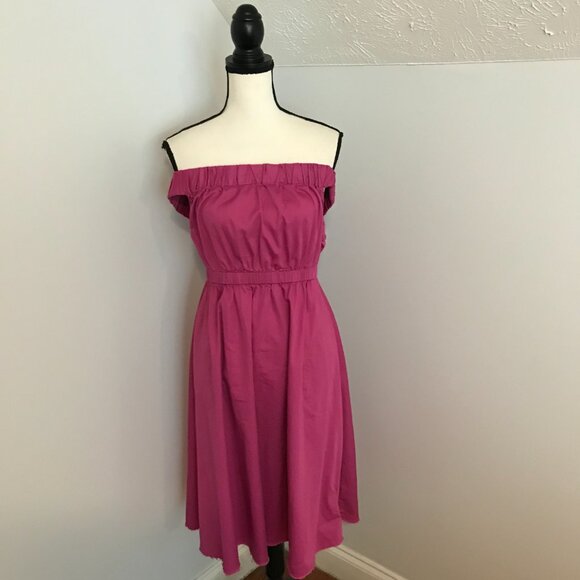 Anthropologie Maeve Mona Pink/Fuchsia Off the Shoulder Dress Size SP - Picture 1 of 9
